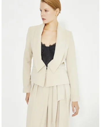 Sacou slim-fit cu revere, Bej