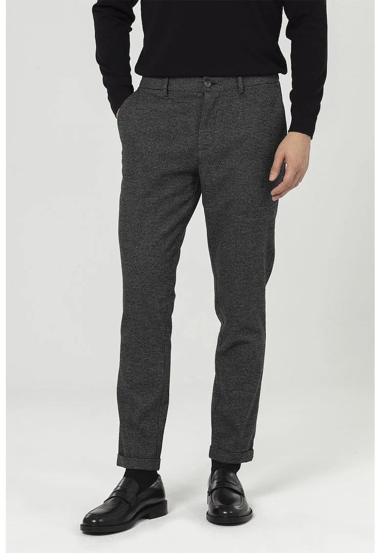Pantaloni chino conici, Negru/Gri inchis