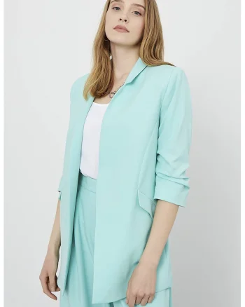 Sacou lung cu maneci trei sferturi, fara inchidere, Verde menta