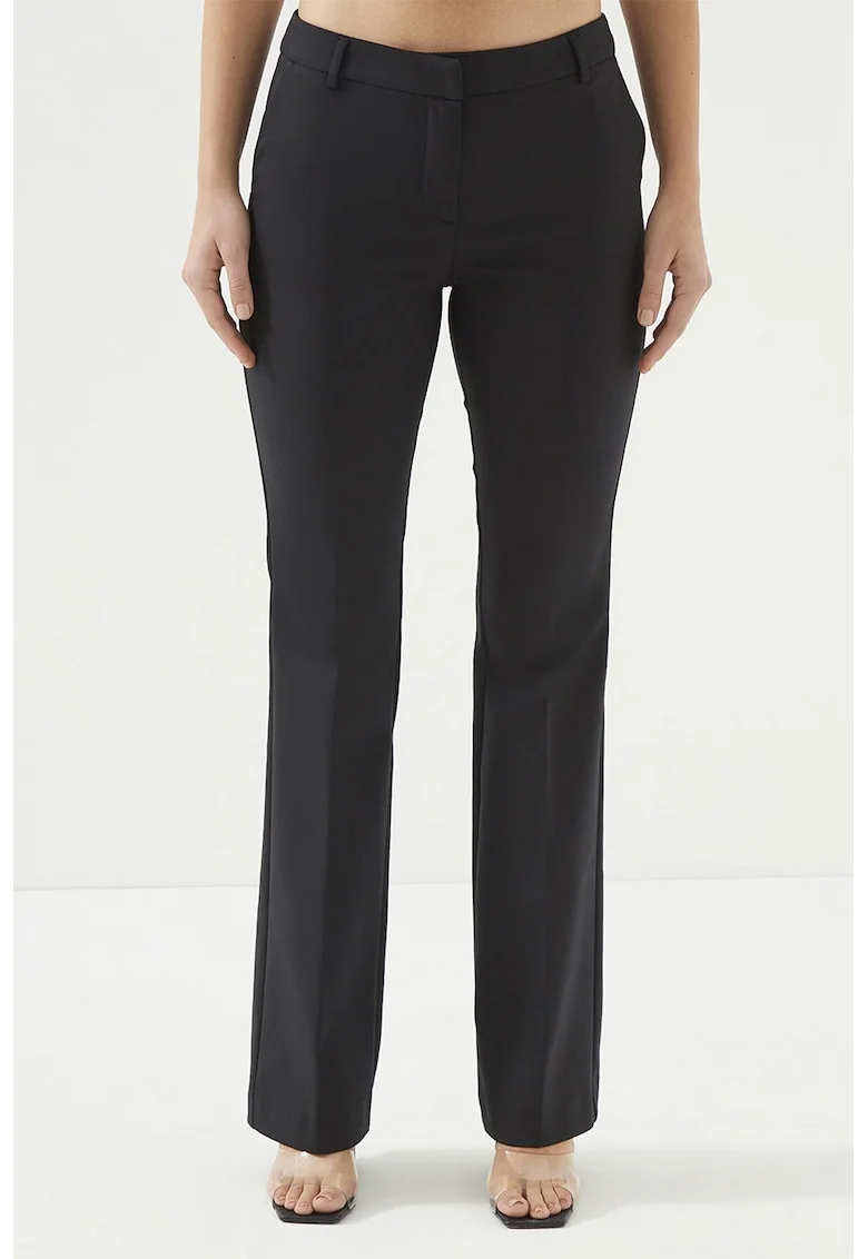Pantaloni bootcut cu talie medie, Negru