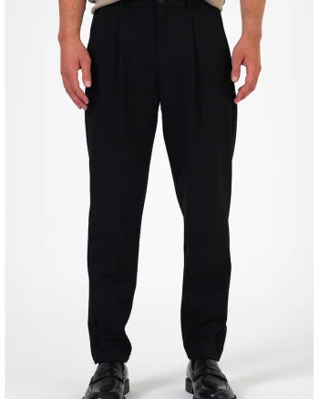 Pantaloni uni cu buzunare laterale, Negru