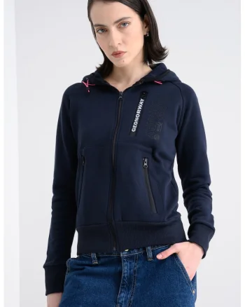 Hanorac cu fermoar si maneci raglan Fiona, Bleumarin