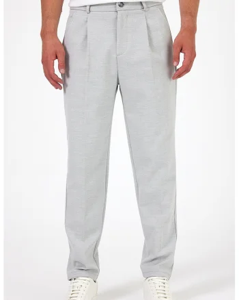 Pantaloni uni cu buzunare laterale, Gri deschis