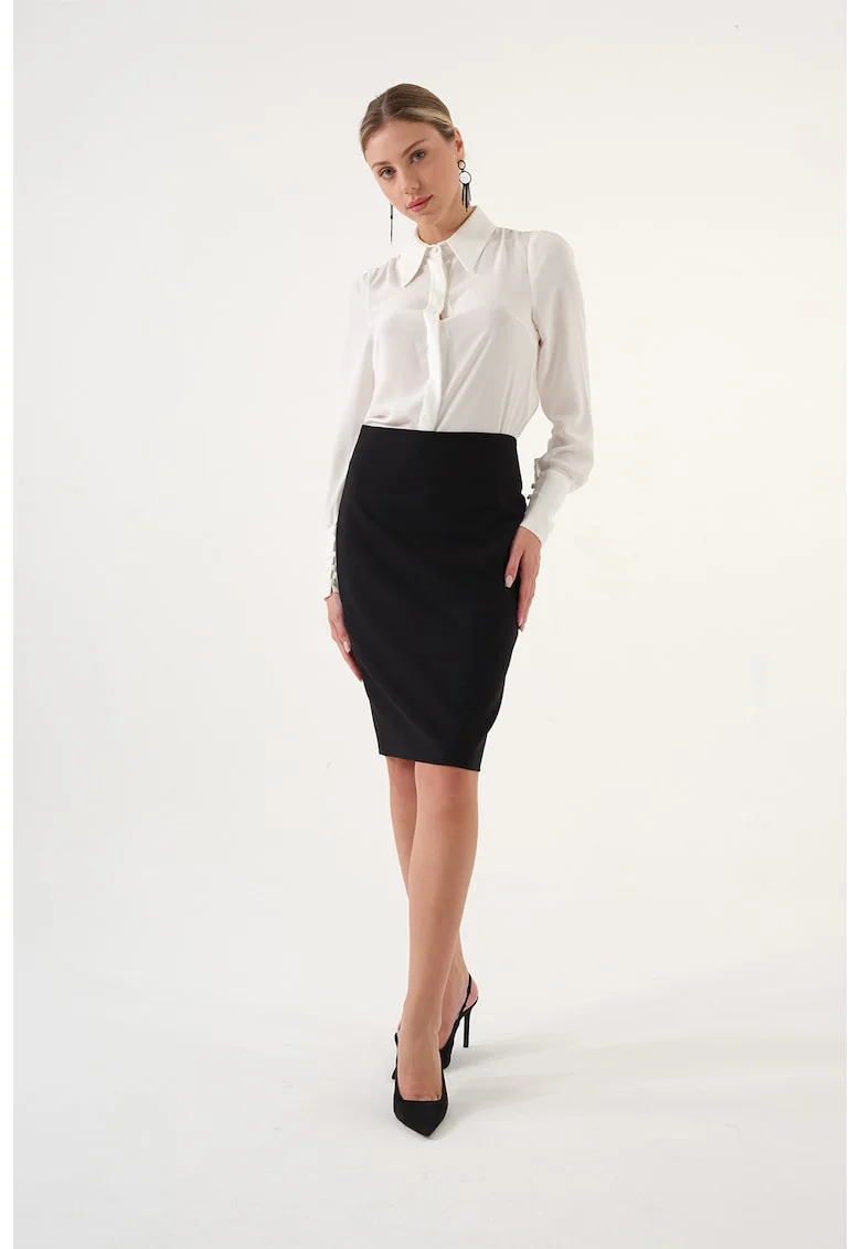 Fusta creion cu model uni, Negru