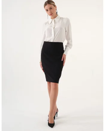 Fusta creion cu model uni, Negru
