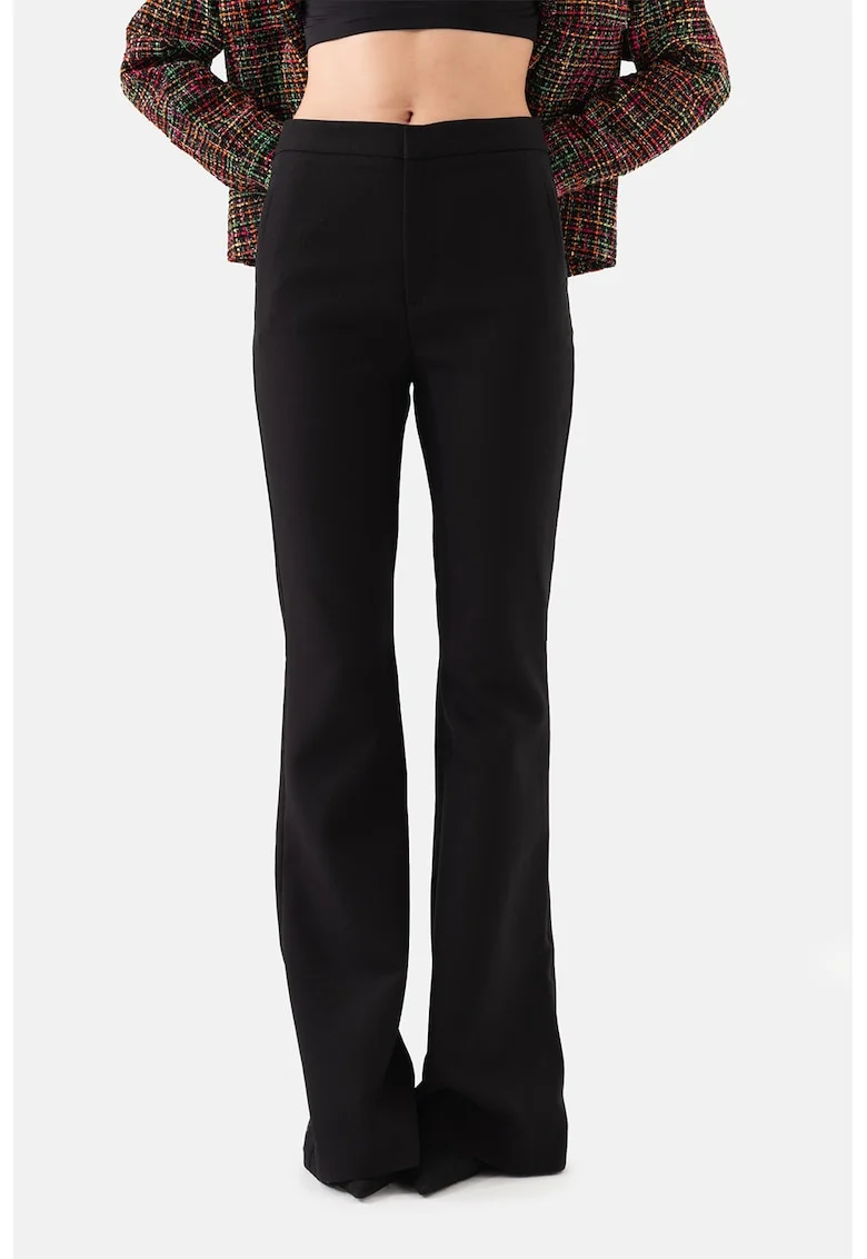 Pantaloni bootcut cu talie inalta, Negru