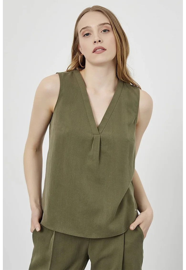 Bluza din lyocell, fara maneci, Kaki