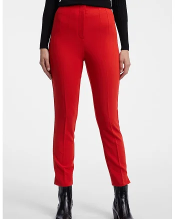 Pantaloni crop slim fit, Rosu