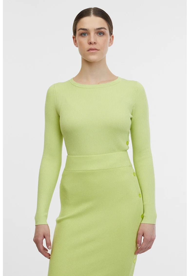 Bluza slim fit cu aspect striat, Verde lime