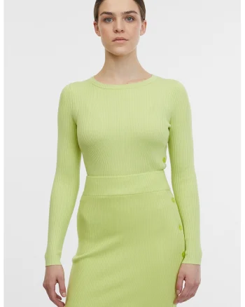 Bluza slim fit cu aspect striat, Verde lime