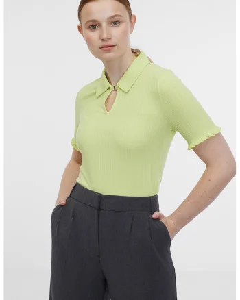 Tricou polo cu model uni, Verde lime