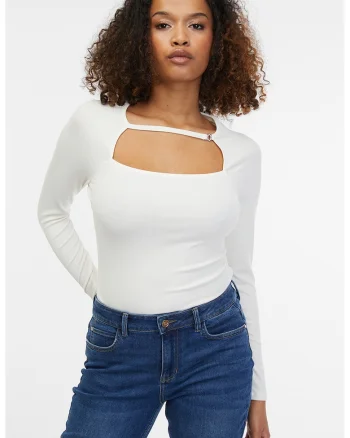 Bluza cu decupaj, Alb