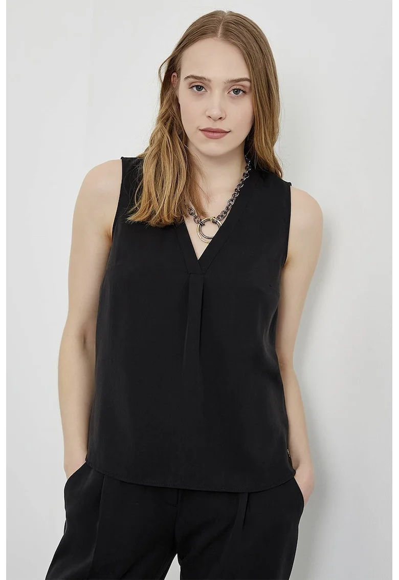Bluza din lyocell, fara maneci, Negru