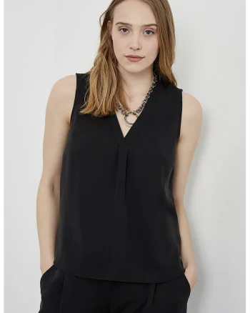 Bluza din lyocell, fara maneci, Negru