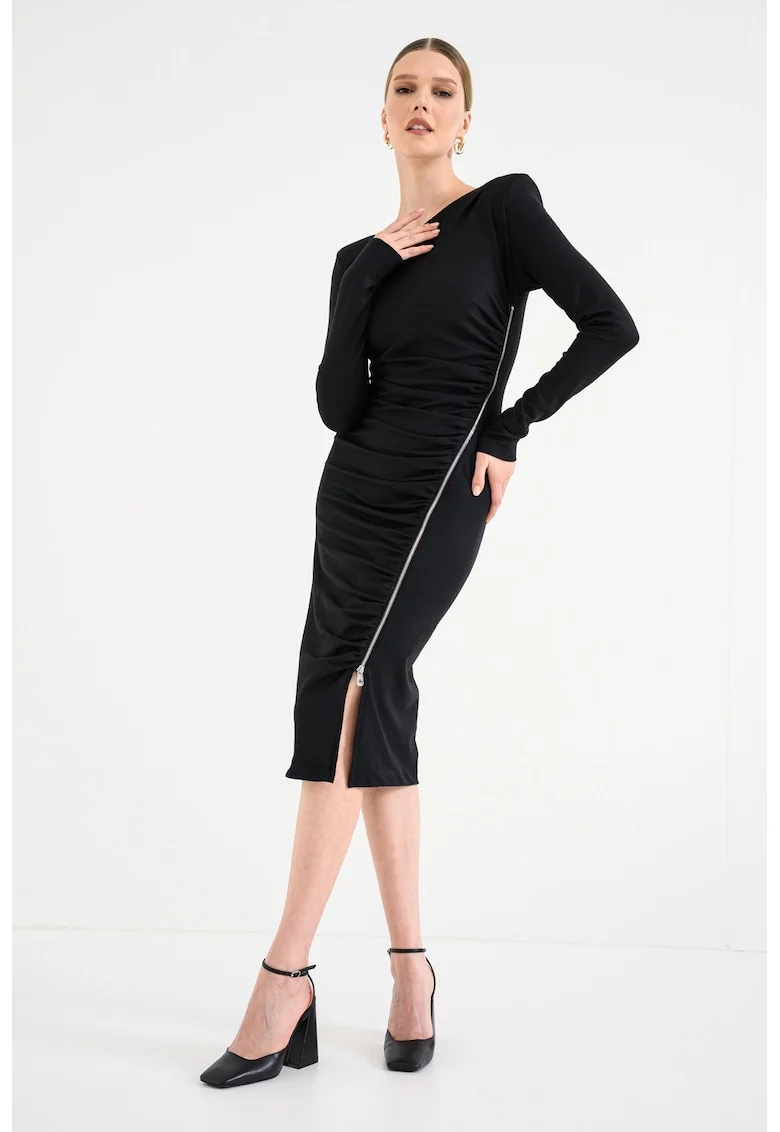 Rochie midi cu maneci lungi, Negru