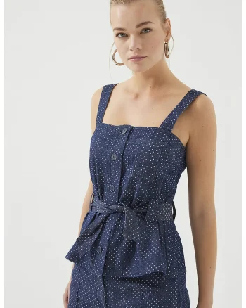 Bluza cu decolteu patrat, Bleumarin