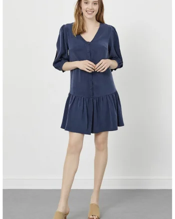 Rochie lejera cu maneci 3/4, Albastru inchis