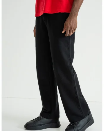 Pantaloni de trening cu croiala relaxed-fit si buzunare pe partea din spate, Negru
