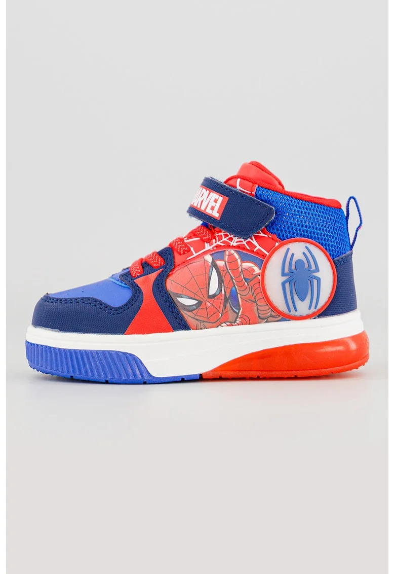 Pantofi sport mid-high cu imprimeu Spiderman, Rosu/Alb/Albastru