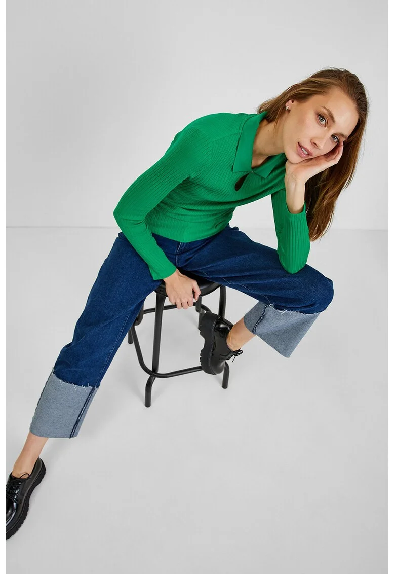 Bluza polo din amestec de modal, Verde