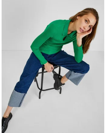 Bluza polo din amestec de modal, Verde
