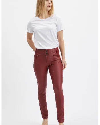 Pantaloni slim fit cu nasturi, Maro cognac