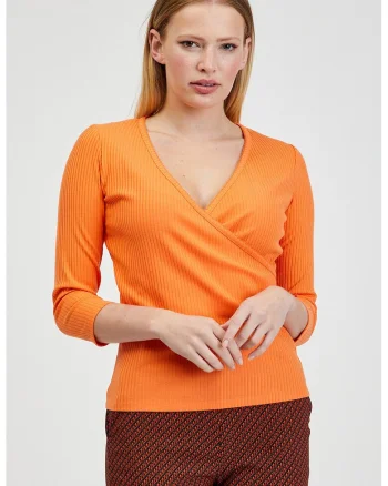 Bluza cu maneci 3/4, Portocaliu mandarina
