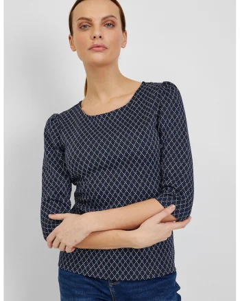 Bluza cu maneci 3/4, Alb/Albastru ultramarin