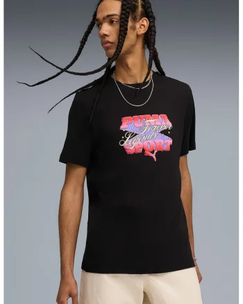 Tricou cu imprimeu logo, Negru/Violet/Roz