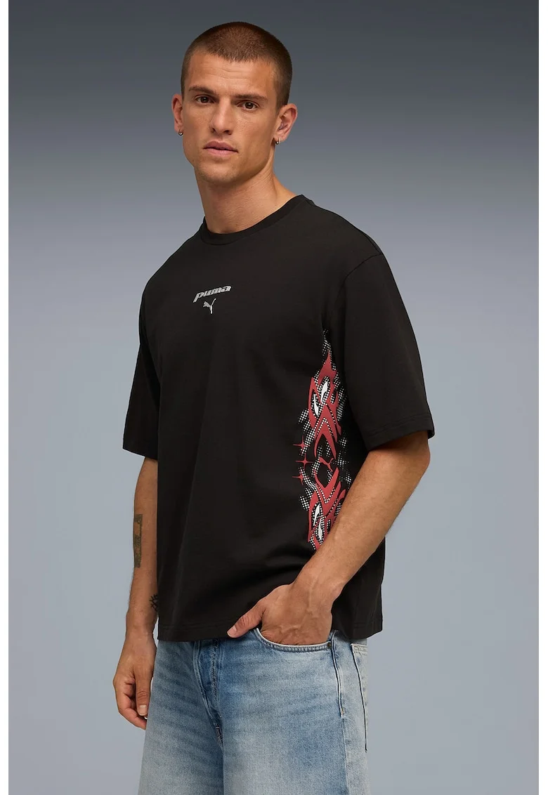 Tricou lejer din bumbac Tech-X, Rosu/Negru/Alb murdar