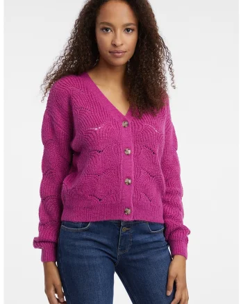 Cardigan lejer cu nasturi, Roz fandango