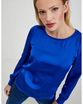 Bluza uni slim fit, Albastru royal