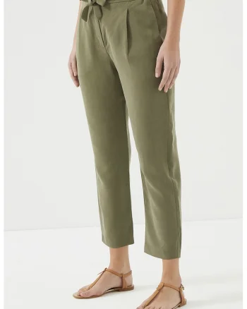 Pantaloni crop cu buzunare laterale, Kaki