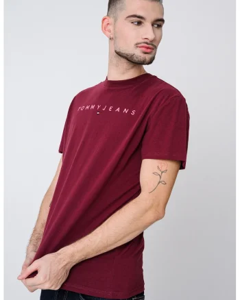 Tricou din bumbac cu logo brodat, Visiniu