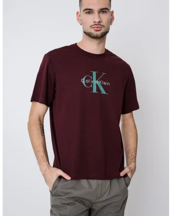 Tricou din bumbac cu imprimeu logo, Rosu inchis