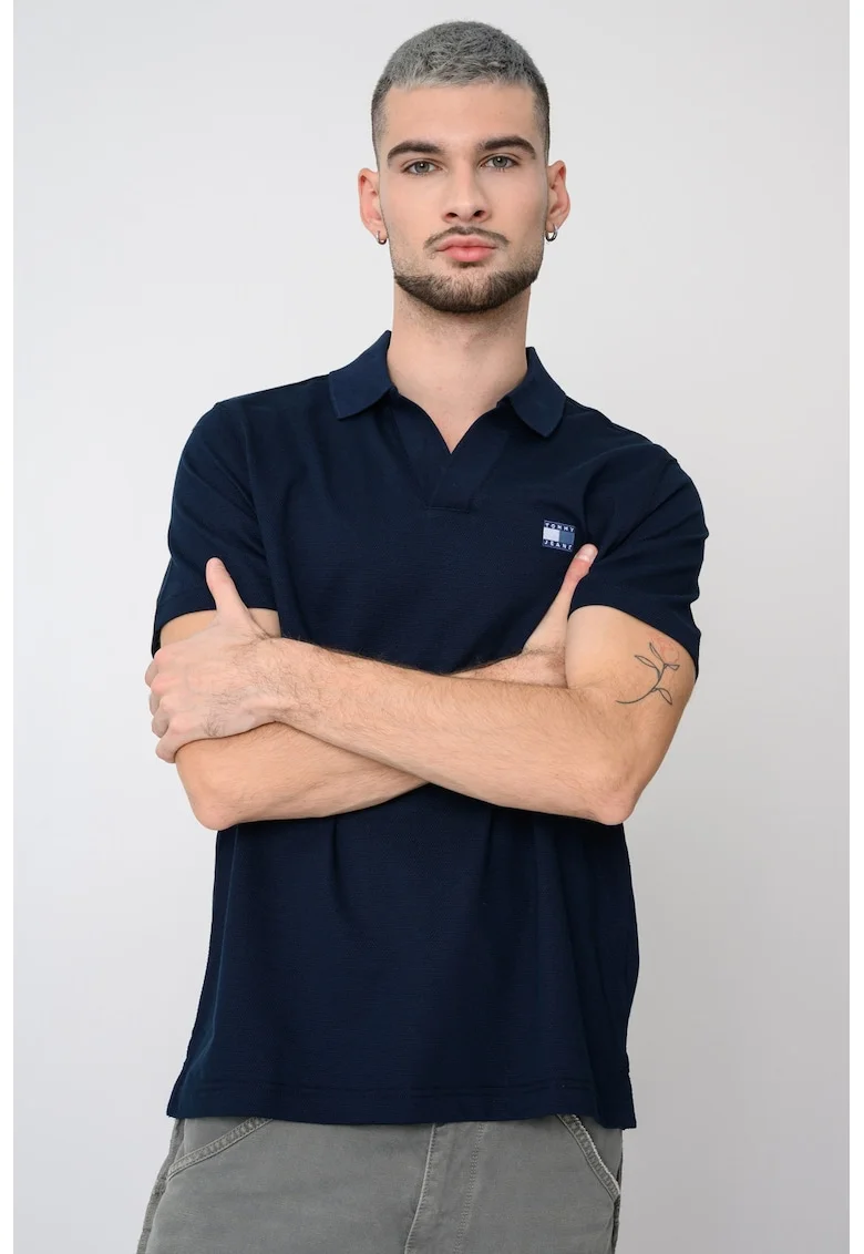 Tricou polo din amestec de bumbac, Bleumarin