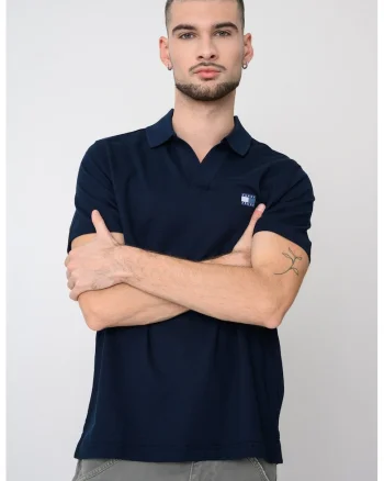 Tricou polo din amestec de bumbac, Bleumarin