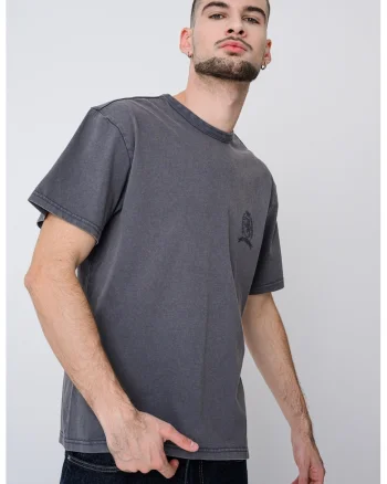 Tricou de bumbac cu aspect decolorat, Gri cenusiu