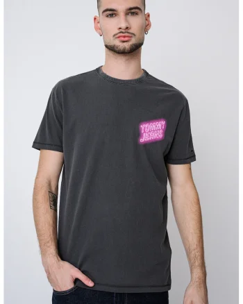 Tricou regular fit de bumbac cu decolteu la baza gatului, Gri