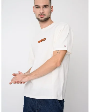 Tricou relaxed fit cu logo brodat, Alb