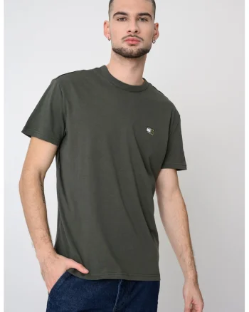 Tricou regular fit de bumbac cu logo discret, Verde