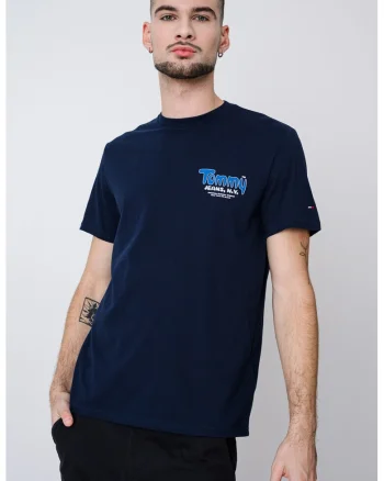 Tricou slim fit cu logo, Bleumarin