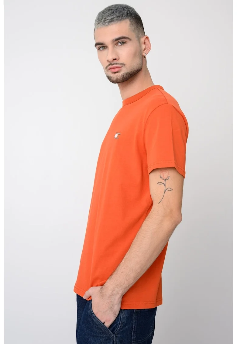 Tricou regular fit de bumbac cu logo discret, Portocaliu mandarina