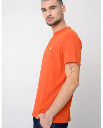 Tricou regular fit de bumbac cu logo discret, Portocaliu mandarina