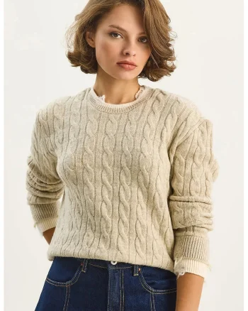 Pulover dama,  Tricot, Bej,