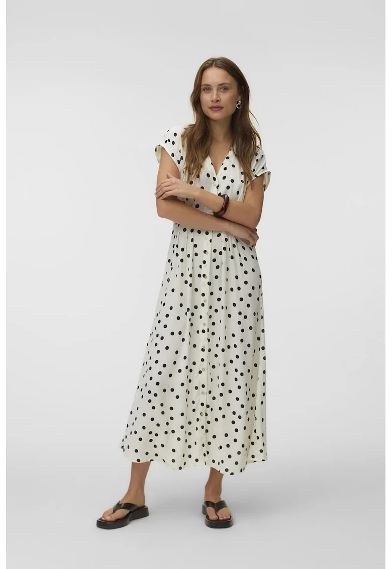 Rochie-camasa cu buline, Alb/Negru