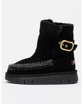 Ghete flatform de piele intoarsa Bounce, Negru/Gri
