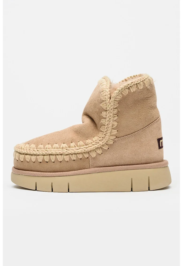 Ghete flatform de piele intoarsa Eskimo, Bej/Roz prafuit