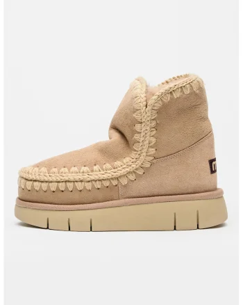 Ghete flatform de piele intoarsa Eskimo, Bej/Roz prafuit