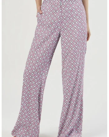 Pantaloni cu croiala ampla si model, Lila